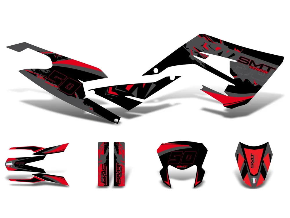 Direct Verzonden Dekor / Sticker Kit zwart-rot-Grijs Glanzend voor Gilera SMT 50 2018