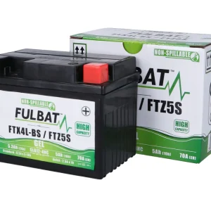 Scooter accu Fulbat High Power 5AH GEL +25% FTX4L-BS / FTZ5S SLA Populair