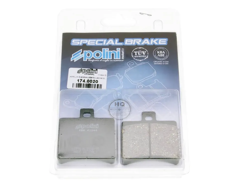 Beperkte Voorraad Remblokken Polini organisch voor Aprilia SR50, Scarabeo, Baotian BT49QT
