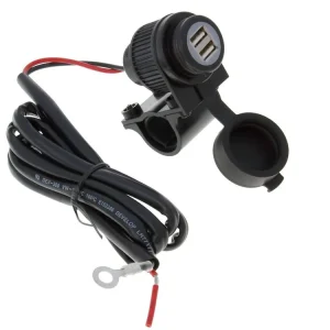 USB Dubbele stekkerdoos met 1,2m Kabel voor Motor, Brommer scooters, Stuur 22mm Dagaanbieding