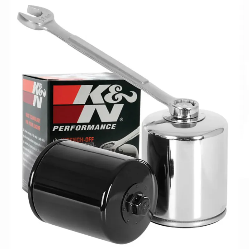 K&N Performance Oliefilter voor Harley 17‑25 Milwaukee Eight (M8) / Black with top nut Hoge Kwaliteit