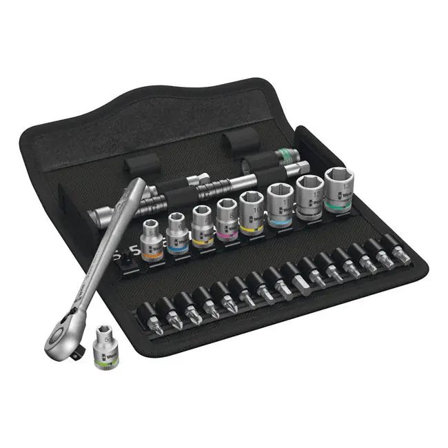 Koopje Wera Zyklop ratelschakelset 1/4" aandrijving 28 stuks metrische maten