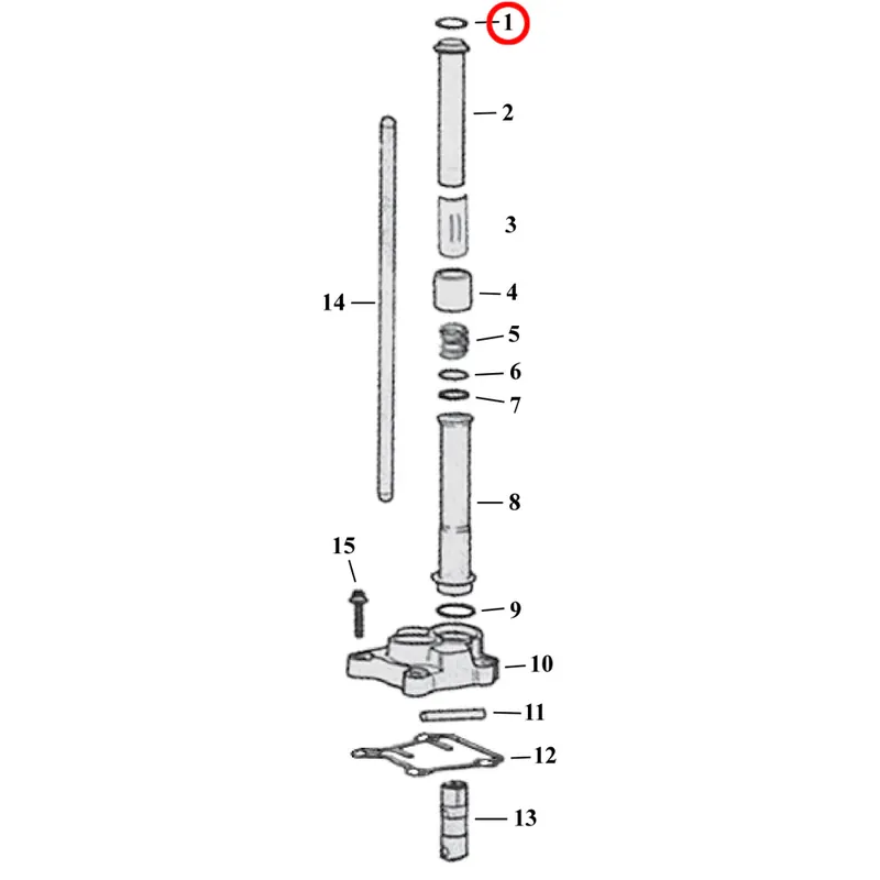 Gereduceerde Prijs Duwstang-onderdelendiagram met explosietekening voor Harley Twin Cam 1) 99-17 TCA/B. O-ring. upper. Replaces OEM 11293