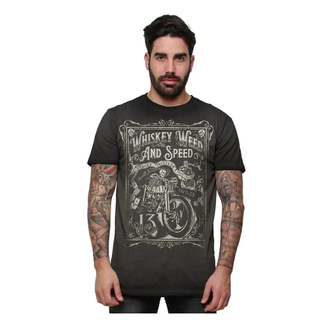 Lucky 13 Whisky, wiet en speed T-shirt Vintage Black / S Favoriet